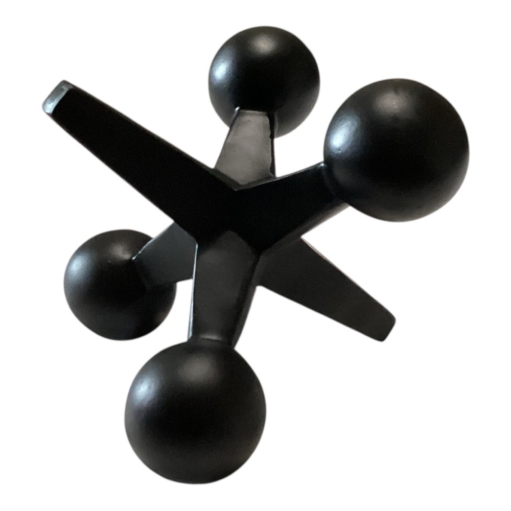 3D Jacks Sculpture Figurine Decor Black Abstract Six Sided Freestanding Design